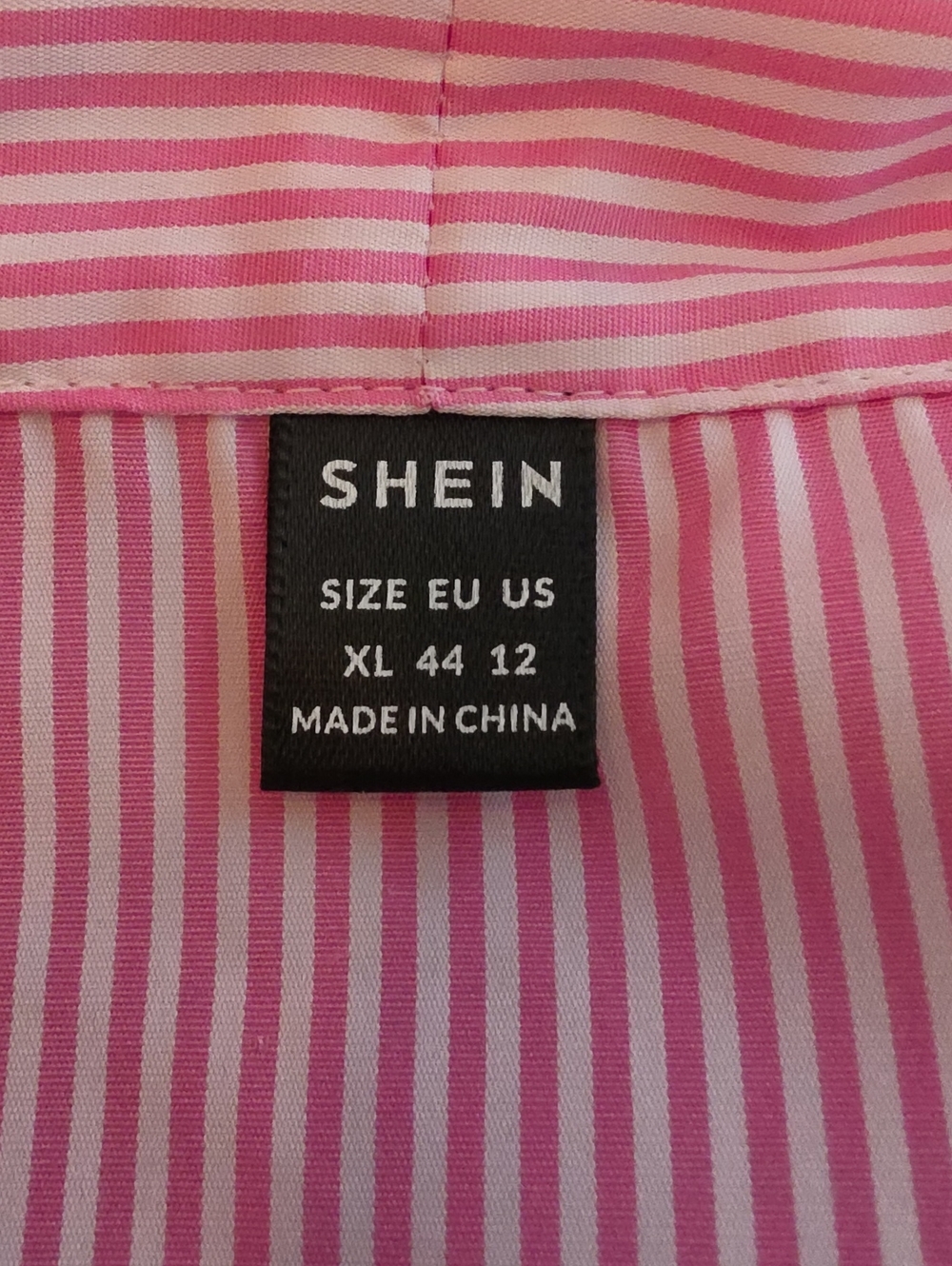 SHEIN Pink White Striped Puff Sleeve Tie Neck Bow Career Office Blouse Top XL - Picture 5 of 8